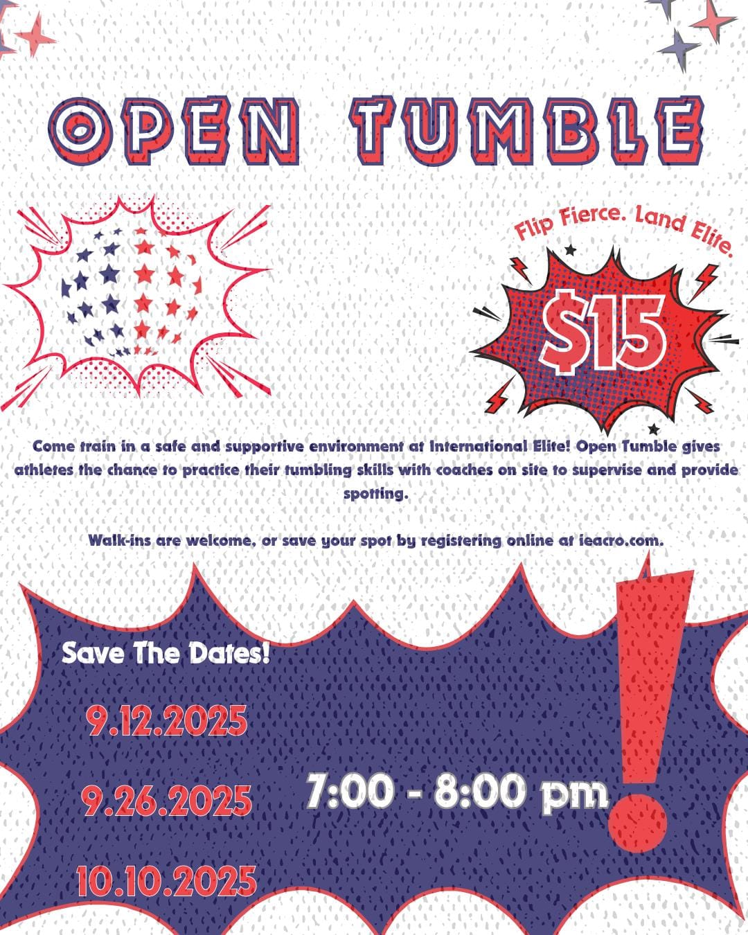 Open Tumble ā $15 per session