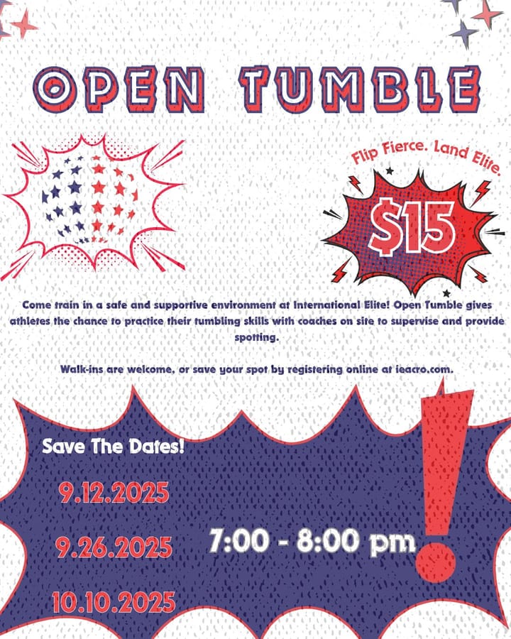 Open Tumble – $15 per session